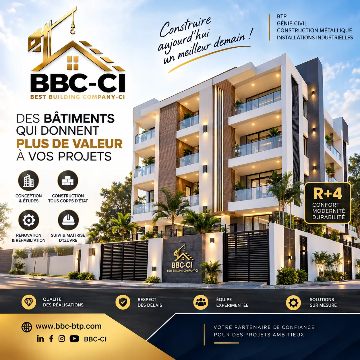 Immeuble résidentiel moderne construit par BBC-CI